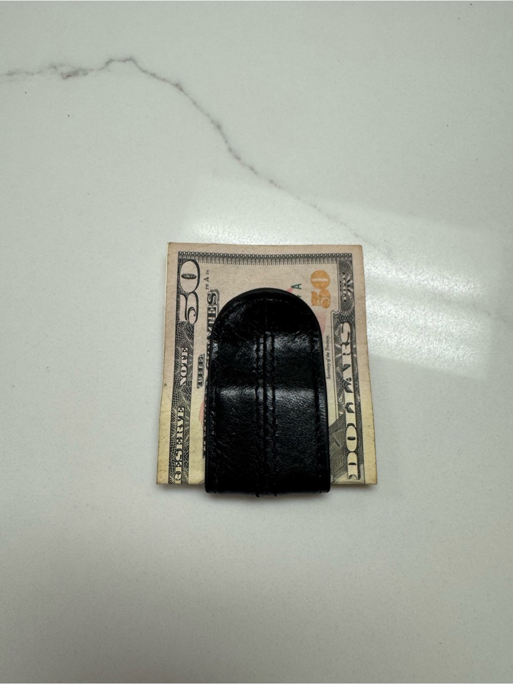 Bosca Black Leather Money Clip
